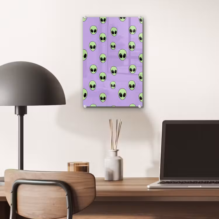 Glas schilderij - Alien - Retro - Lila — 7