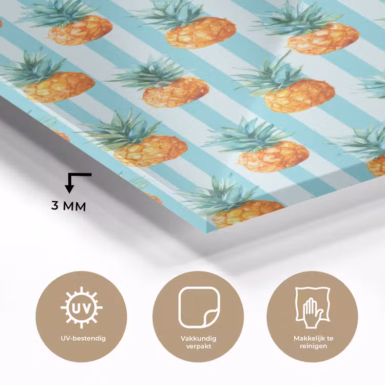 Glas schilderij - Ananas - Strepen - Groen — 3