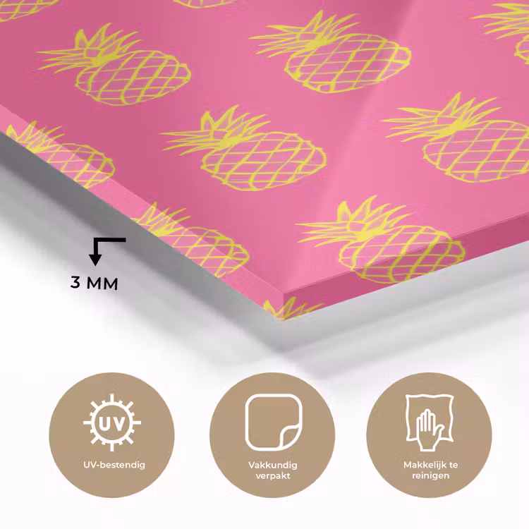 Glas schilderij - Ananas - Trendy - Roze — 3