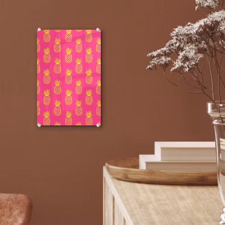 Glas schilderij - Ananas - Trendy - Roze — 6