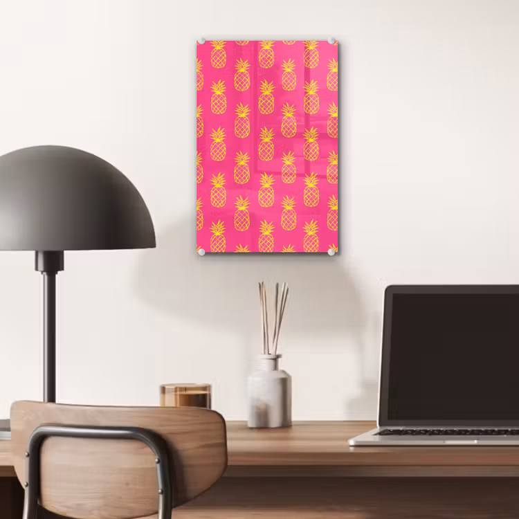 Glas schilderij - Ananas - Trendy - Roze — 7