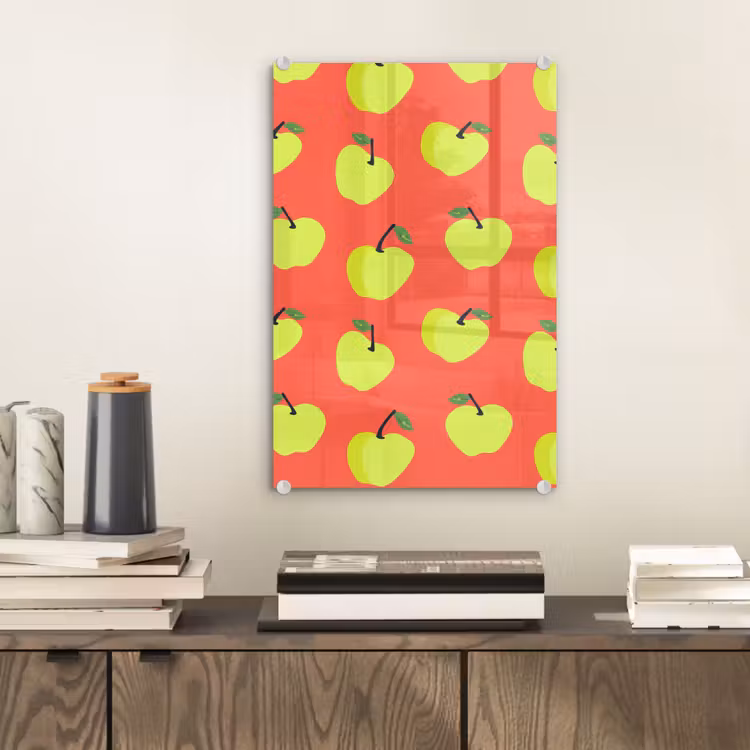 Glas schilderij - Appels - Modern - Groen — 2