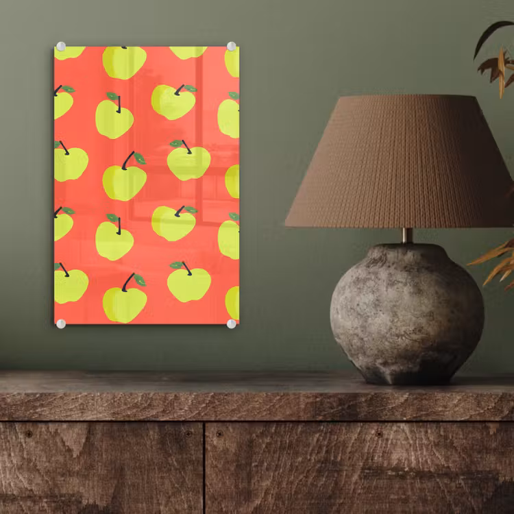 Glas schilderij - Appels - Modern - Groen — 4