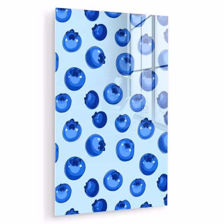 Glas schilderij - Bessen - Modern - Blauw — 1