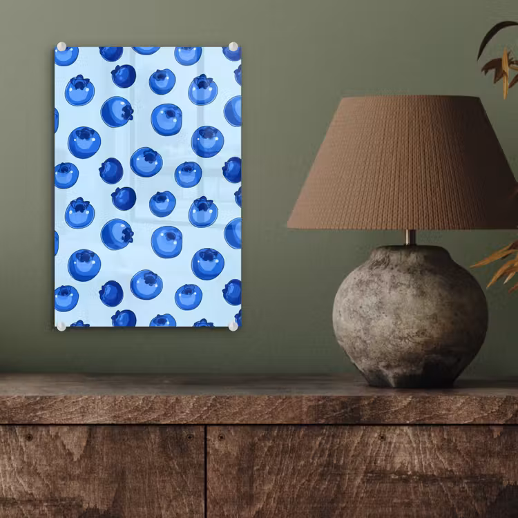 Glas schilderij - Bessen - Modern - Blauw — 4