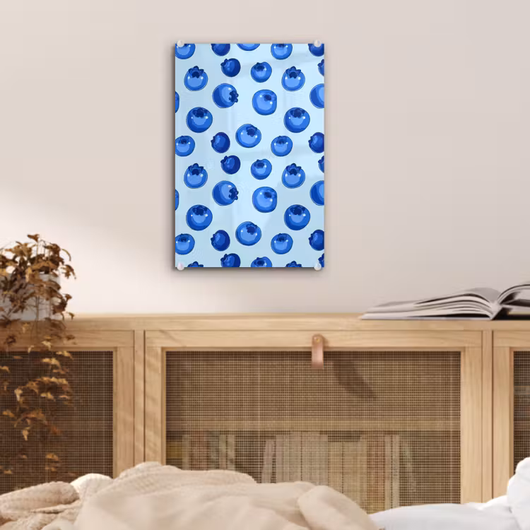 Glas schilderij - Bessen - Modern - Blauw — 5