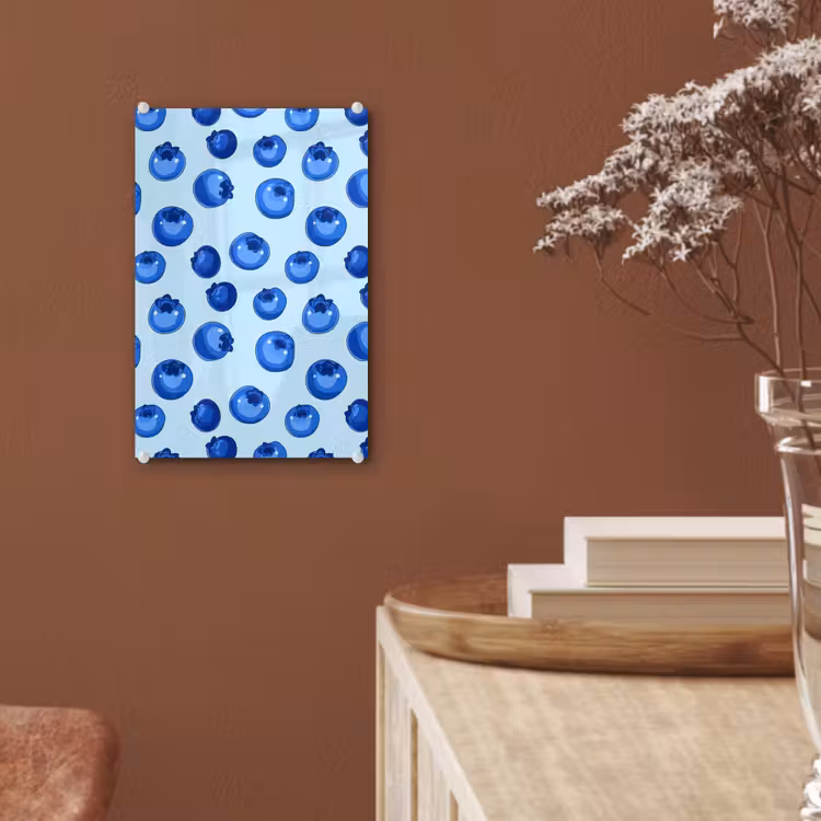Glas schilderij - Bessen - Modern - Blauw — 6