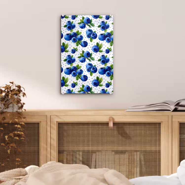 Glas schilderij - Bessen - Patroon - Blauw — 5