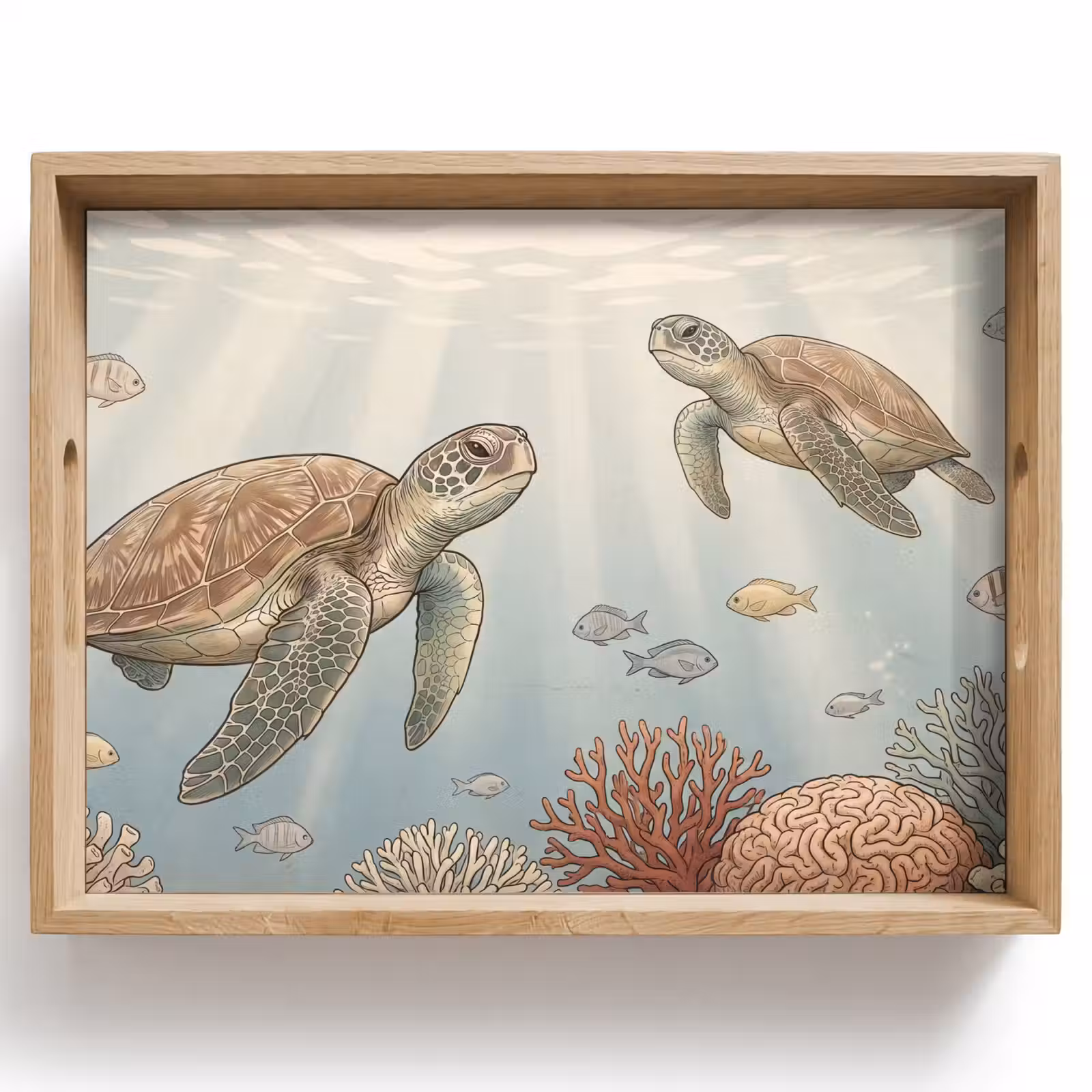 Dienblad - Schildpad - Onderwater - Natuur - Illustratie — 1