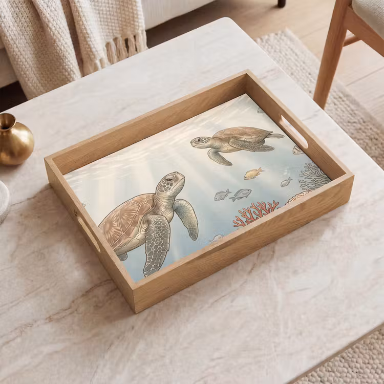 Dienblad - Schildpad - Onderwater - Natuur - Illustratie — 2