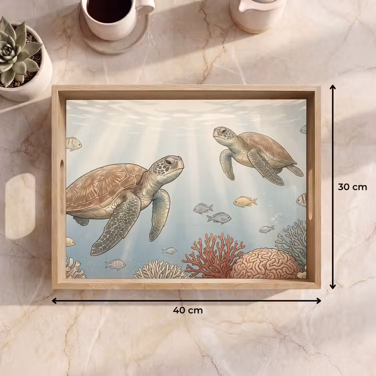 Dienblad - Schildpad - Onderwater - Natuur - Illustratie — 9