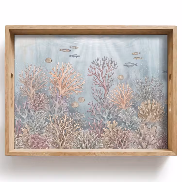 Dienblad - Vis - Koraal - Oceaan - Illustratie - Onderwater — 1