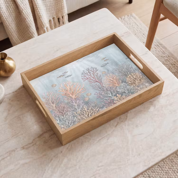 Dienblad - Vis - Koraal - Oceaan - Illustratie - Onderwater — 2