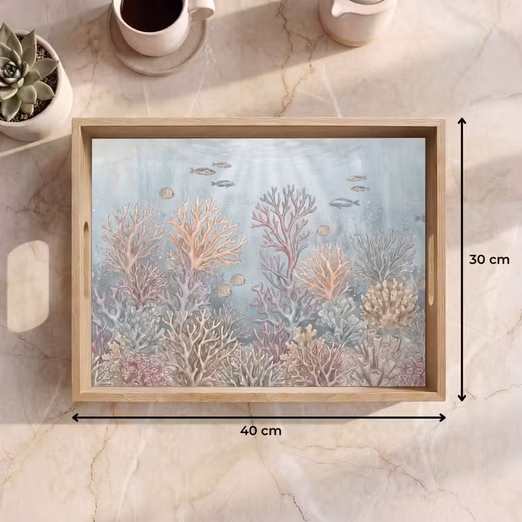 Dienblad - Vis - Koraal - Oceaan - Illustratie - Onderwater — 9