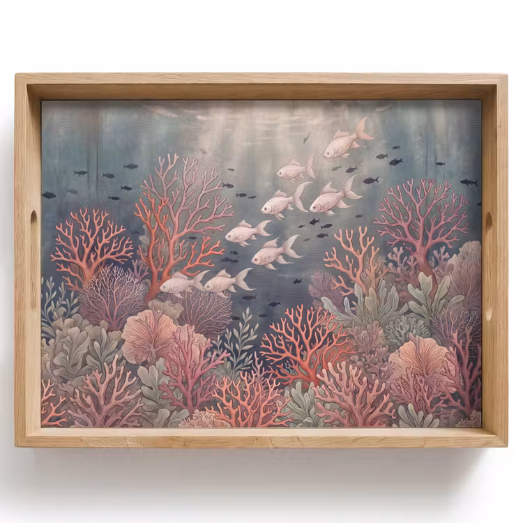 Dienblad - Vis - Koraal - Onderwater - Illustratie - Vintage — 1