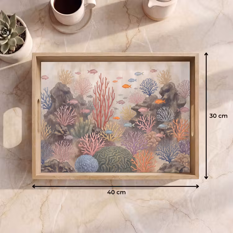 Dienblad - Vis - Koraalrif - Onderwaterwereld - Illustratie — 9