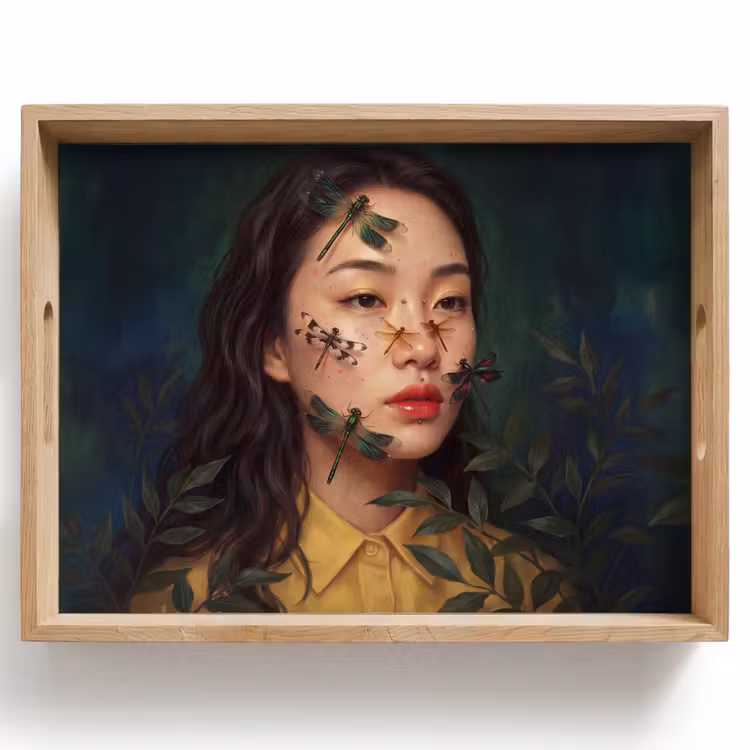 Dienblad - Vrouw - Insecten - Natuur - Portret - Groen — 1