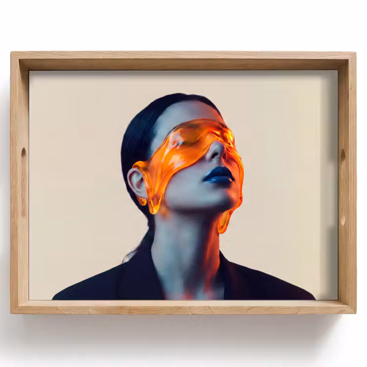Dienblad - Vrouw - Oranje - Abstract - Modern - Kleurrijk — 1