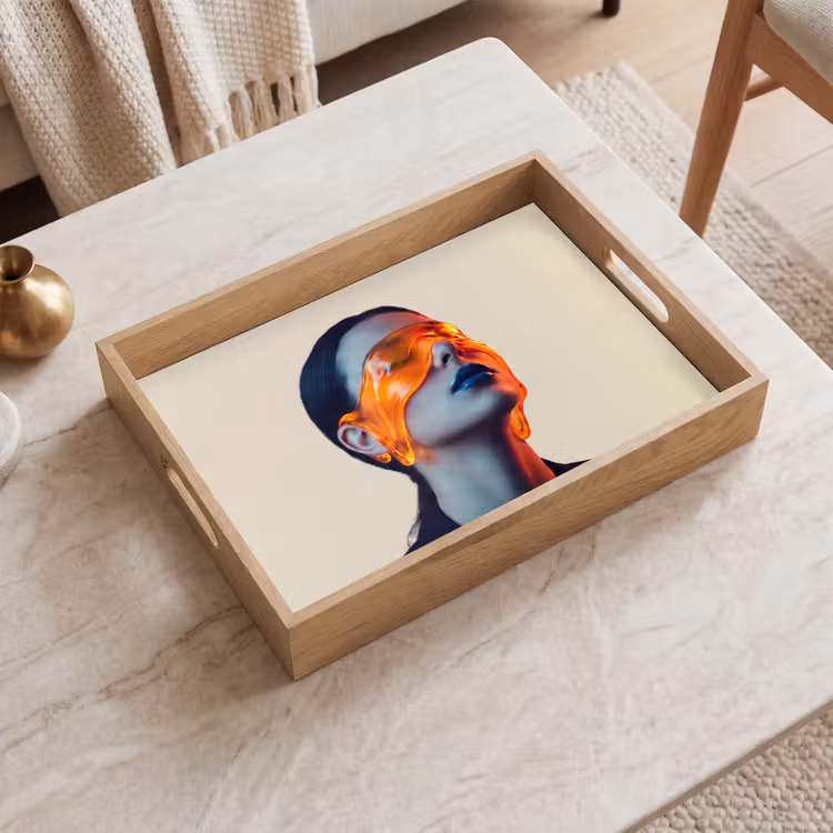 Dienblad - Vrouw - Oranje - Abstract - Modern - Kleurrijk — 2
