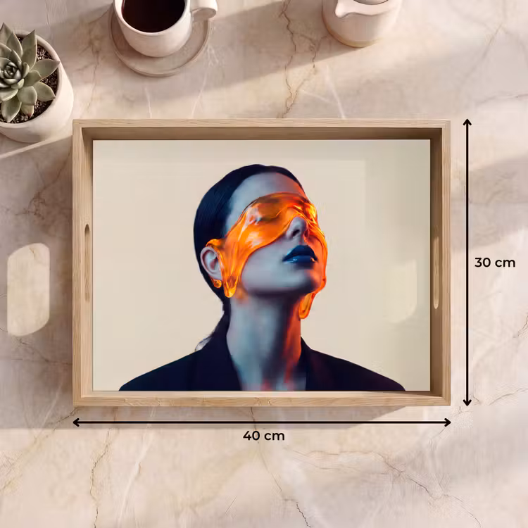 Dienblad - Vrouw - Oranje - Abstract - Modern - Kleurrijk — 9