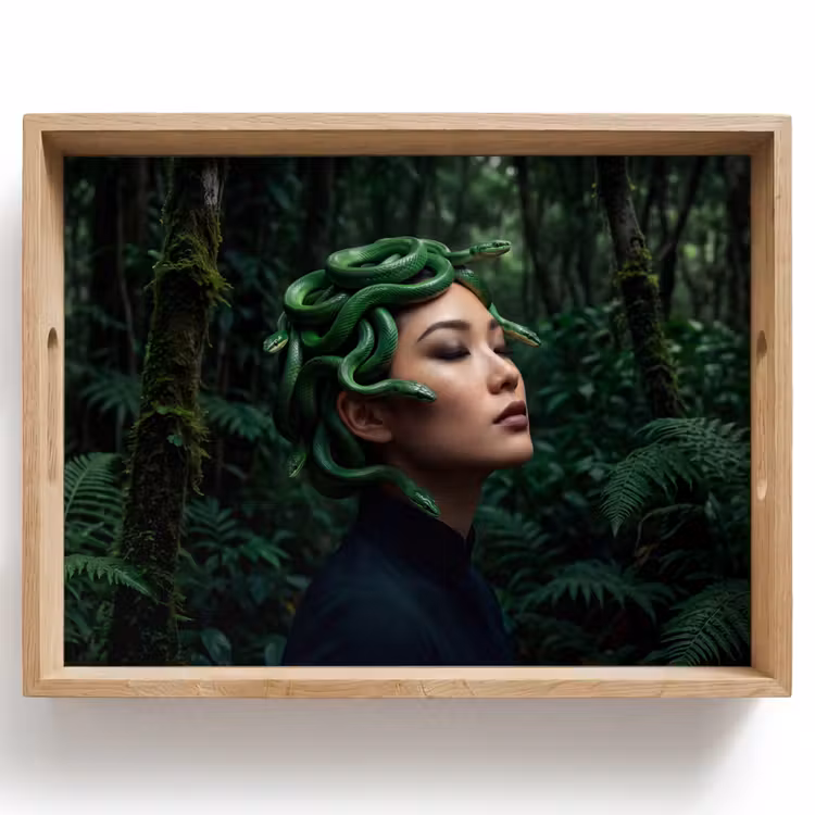 Dienblad - Vrouw - Slang - Natuur - Mystiek - Groen — 1