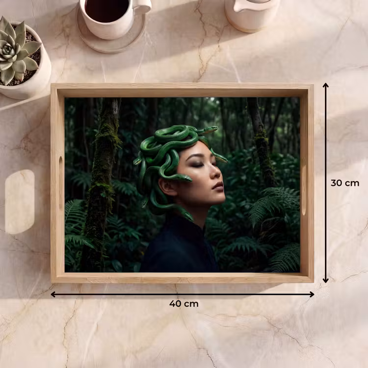 Dienblad - Vrouw - Slang - Natuur - Mystiek - Groen — 9