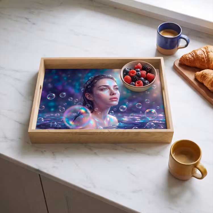Dienblad - Vrouw - Water - Portret - Kleurrijk - Modern — 4