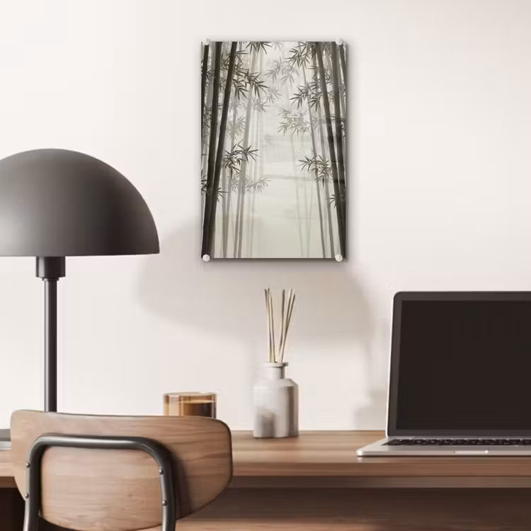 Glas schilderij - Bamboe - Bos - Mist - Natuur — 7