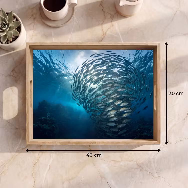 Dienblad - Vis - School - Oceaan - Natuur - Blauw — 9