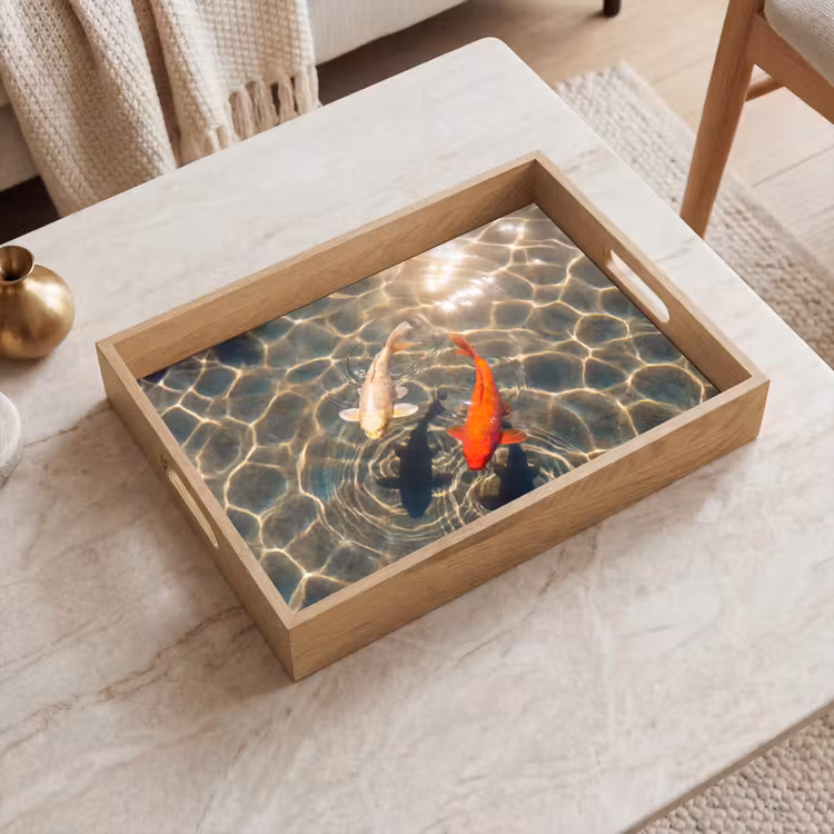 Dienblad - Vis - Water - Dieren - Oranje - Goud — 2