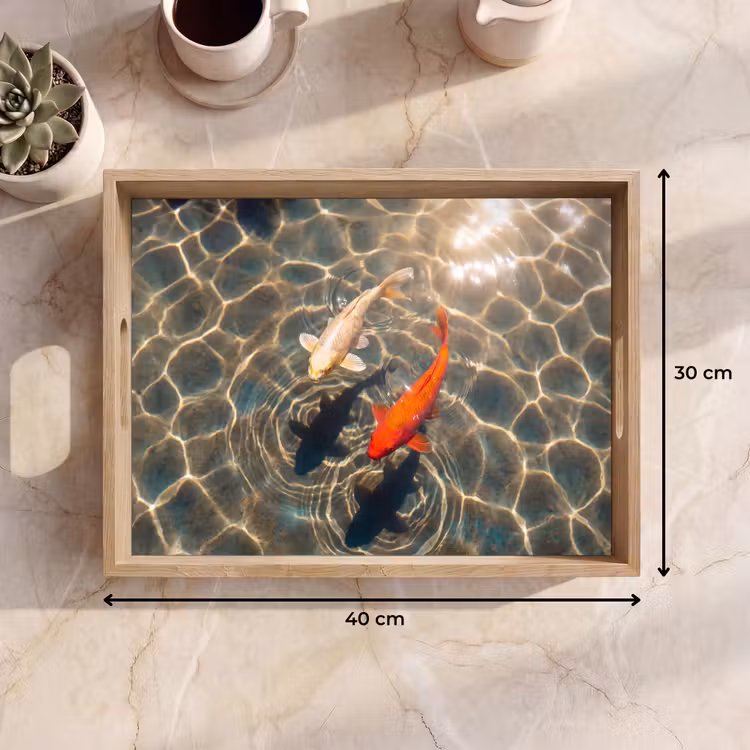 Dienblad - Vis - Water - Dieren - Oranje - Goud — 9