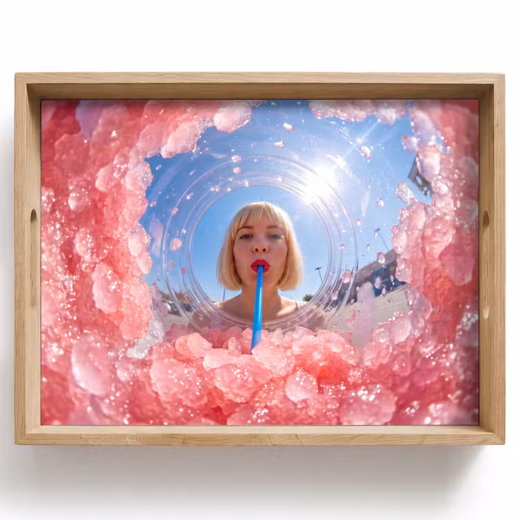 Dienblad - Vrouw - Drank - Zomer - Roze - Blauw — 1
