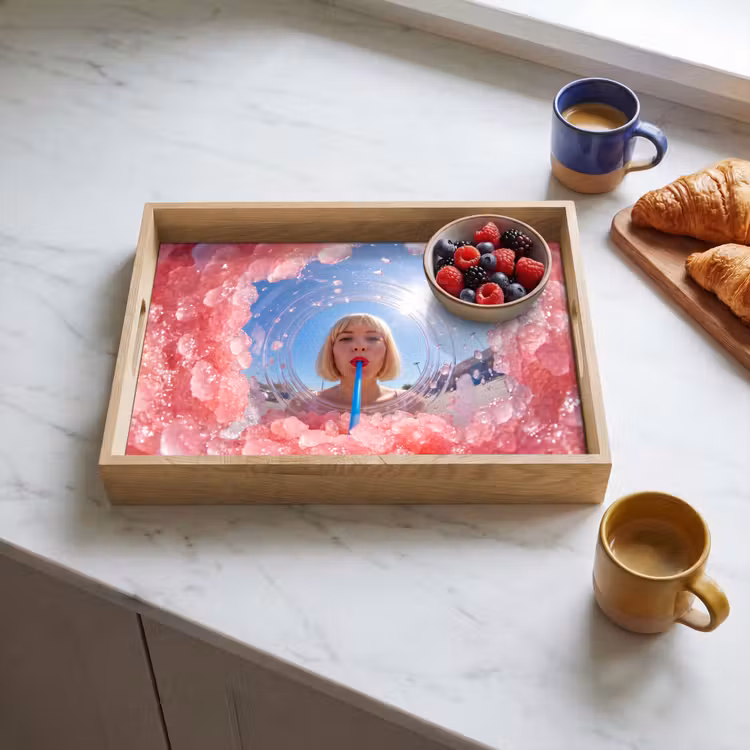 Dienblad - Vrouw - Drank - Zomer - Roze - Blauw — 4