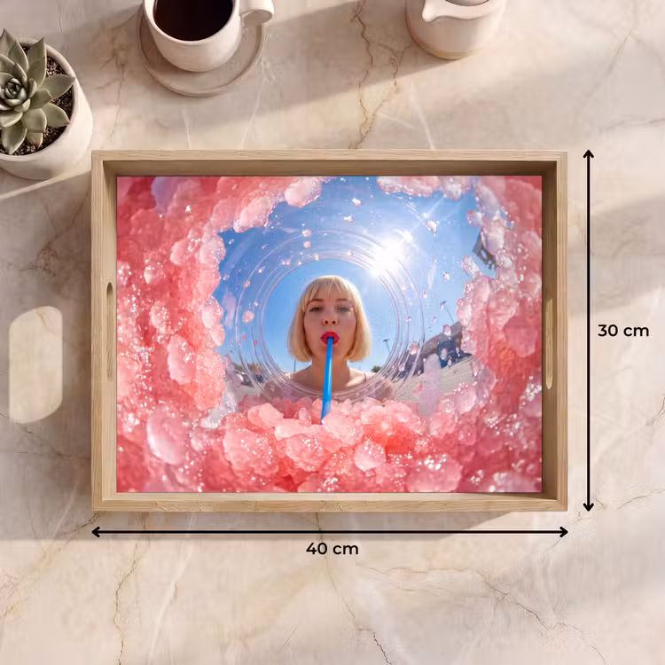 Dienblad - Vrouw - Drank - Zomer - Roze - Blauw — 9