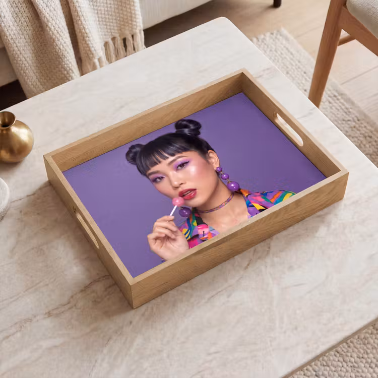 Dienblad - Vrouw - Portret - Make-up - Paars - Levendig — 2