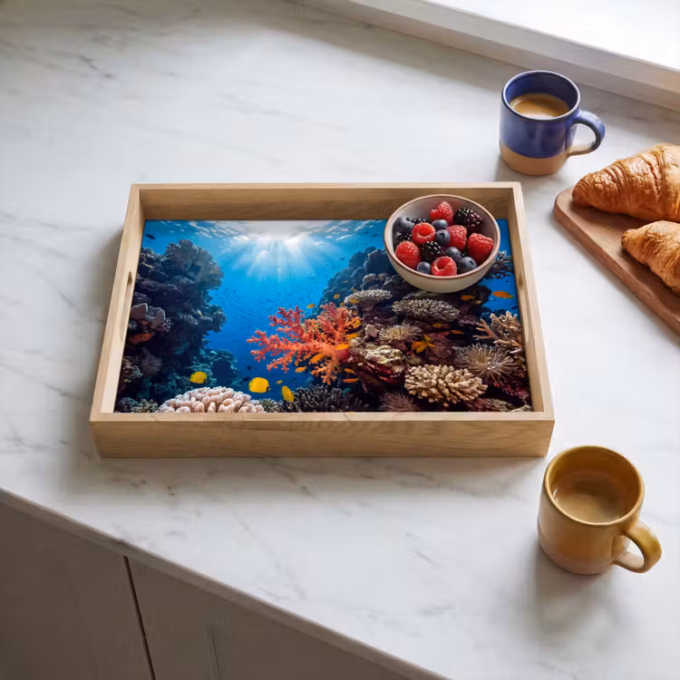 Dienblad - Zee - Koraalrif - Natuur - Levendig - Blauw — 4