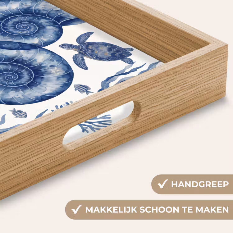 Dienblad - Schelp - Spiraal - Zeeleven - Aquarel - Blauw — 5