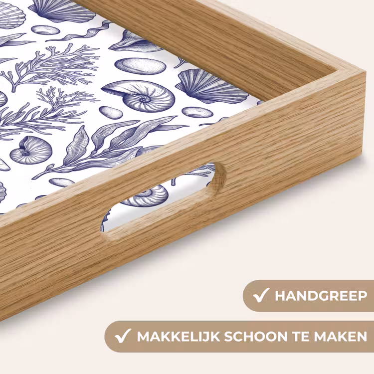 Dienblad - Schelpen - Zeewier - Oceaan - Illustratie - Blauw — 5