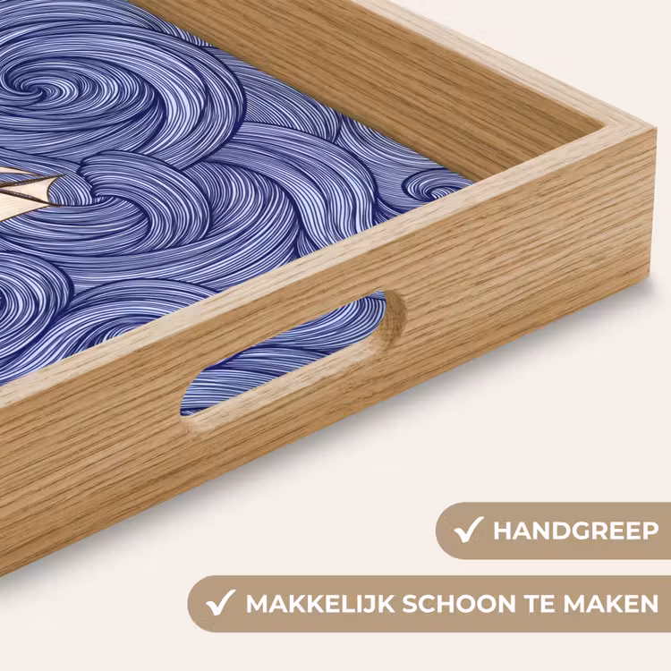 Dienblad - Schip - Golven - Zee - Illustratie - Blauw — 5