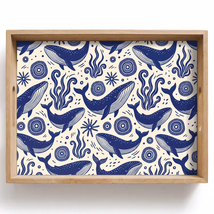 Dienblad - Walvis - Onderwater - Dieren - Abstract - Blauw — 1