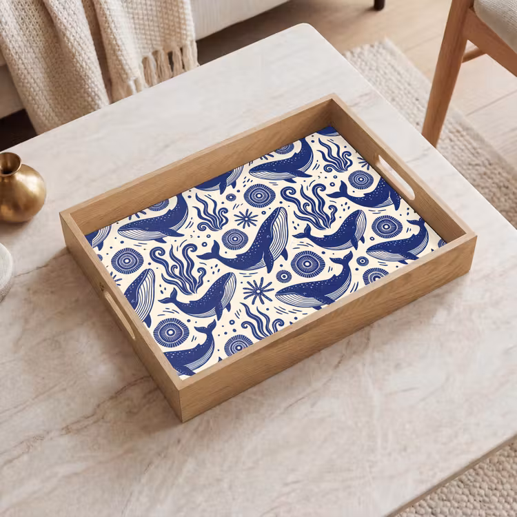 Dienblad - Walvis - Onderwater - Dieren - Abstract - Blauw — 2
