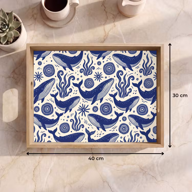 Dienblad - Walvis - Onderwater - Dieren - Abstract - Blauw — 9