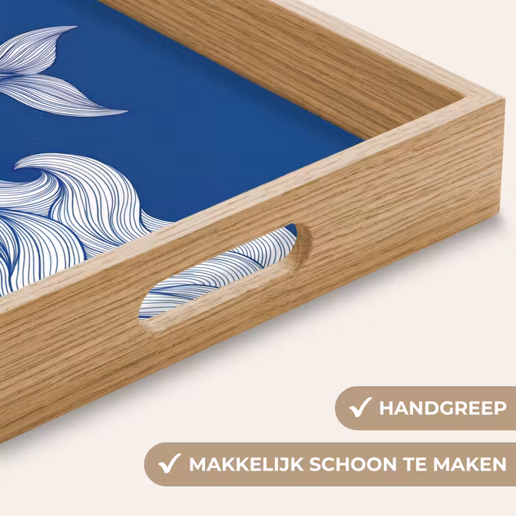 Dienblad - Walvis - Staart - Golven - Lijntekening - Blauw — 5