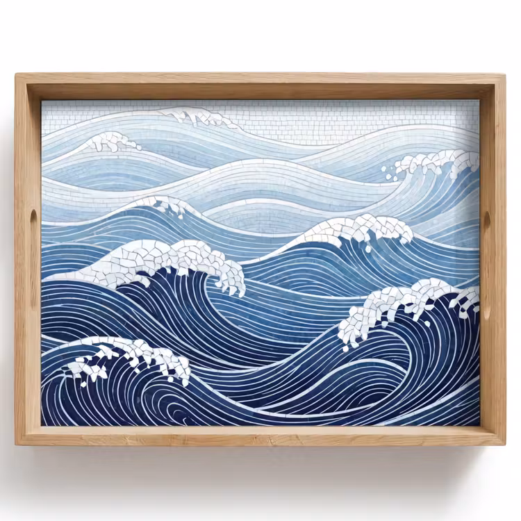 Dienblad - Water - Mozaïek - Landschap - Modern - Blauw — 1