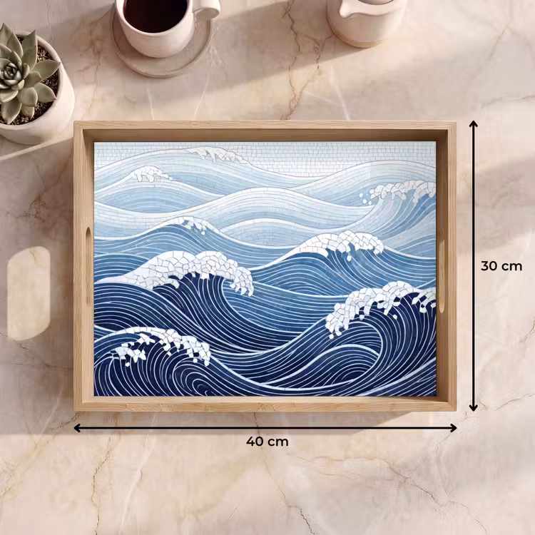 Dienblad - Water - Mozaïek - Landschap - Modern - Blauw — 9