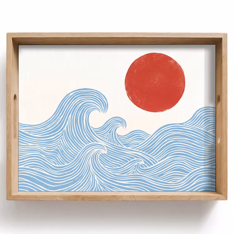 Dienblad - Zon - Golven - Oceaan - Abstract - Rood — 1