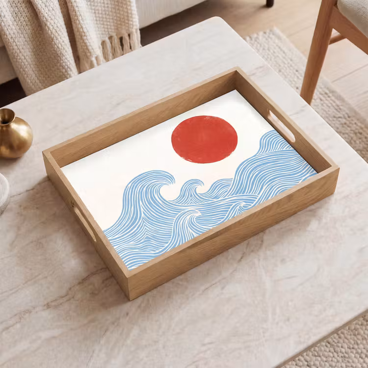 Dienblad - Zon - Golven - Oceaan - Abstract - Rood — 2