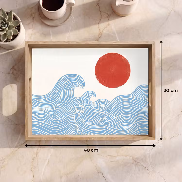 Dienblad - Zon - Golven - Oceaan - Abstract - Rood — 9