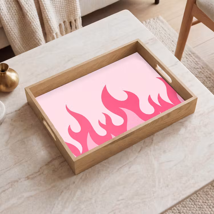 Dienblad - Vlammen - Patroon - Abstract - Modern - Roze — 2