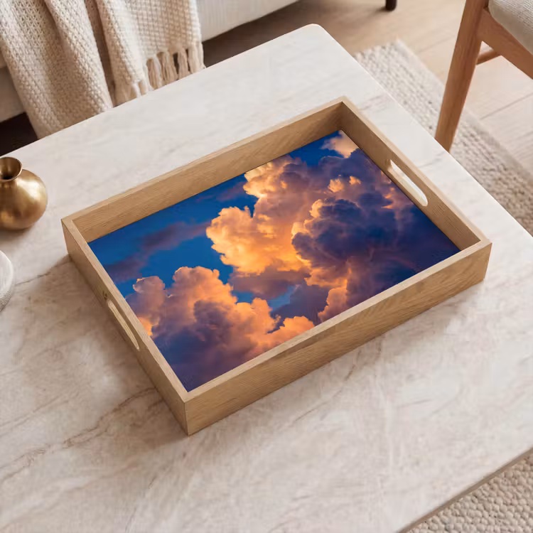 Dienblad - Wolken - Zonsondergang - Natuur - Oranje - Blauw — 2